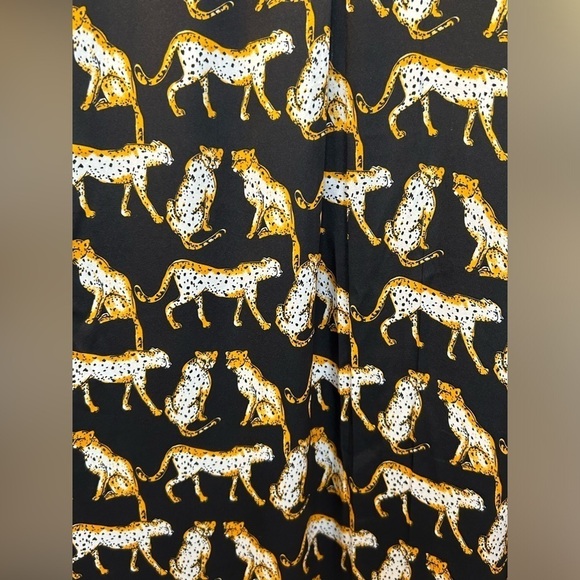 Sleeveless 100% Silk Dress Printed Leopard Cheetah Jaguar Cat Lady High Low Sz M - Picture 4 of 9